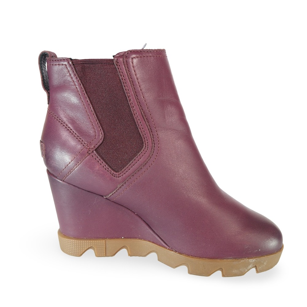 Sorel Joan Uptown Wedge Heel Boots Women 7 Burgundy Leather NL4379-602 - Picture 7 of 11